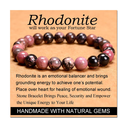 Handmade Yoga Stretch Elastic Bracelet w/ Natural Stone Crystal Healing Power Energy