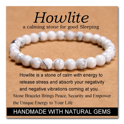 Handmade Yoga Stretch Elastic Bracelet w/ Natural Stone Crystal Healing Power Energy