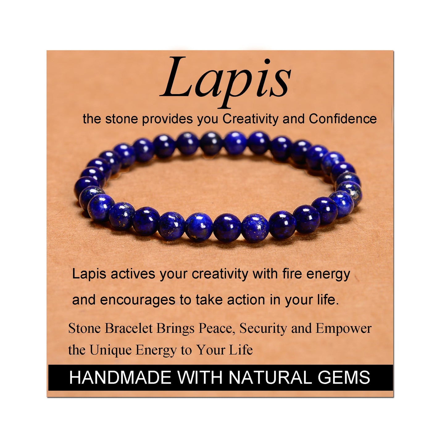 Handmade Yoga Stretch Elastic Bracelet w/ Natural Stone Crystal Healing Power Energy