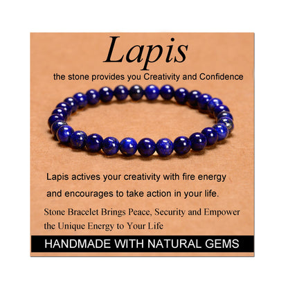 Handmade Yoga Stretch Elastic Bracelet w/ Natural Stone Crystal Healing Power Energy