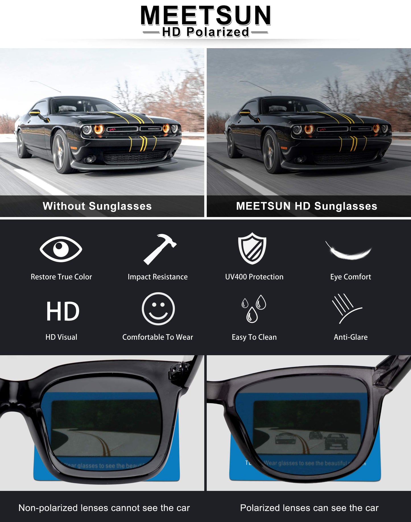 MEETSUN Polarized Sunglasses-Classic Retro Designer Style