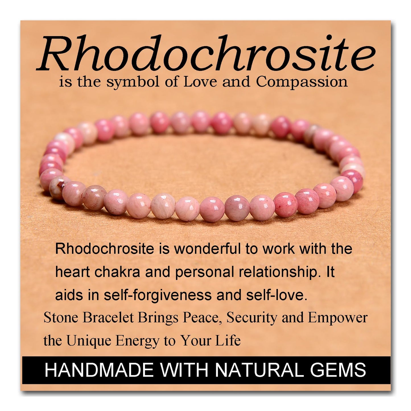 Handmade Yoga Stretch Elastic Bracelet w/ Natural Stone Crystal Healing Power Energy