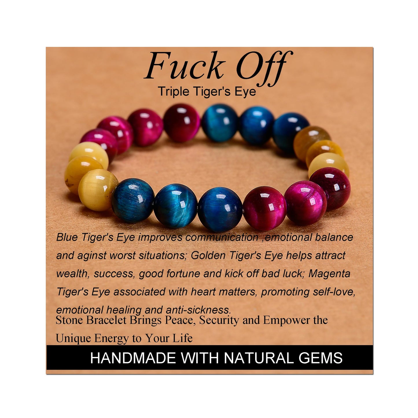 Handmade Yoga Stretch Elastic Bracelet w/ Natural Stone Crystal Healing Power Energy