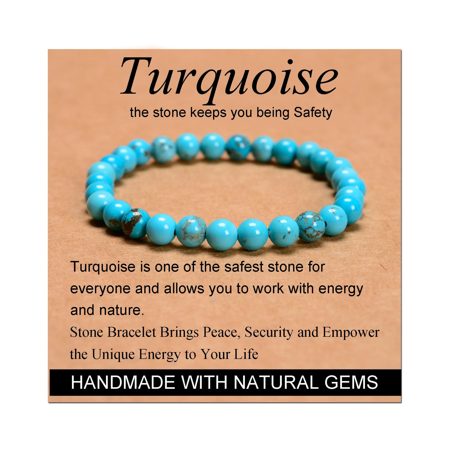 Handmade Yoga Stretch Elastic Bracelet w/ Natural Stone Crystal Healing Power Energy