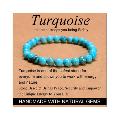 Handmade Yoga Stretch Elastic Bracelet w/ Natural Stone Crystal Healing Power Energy