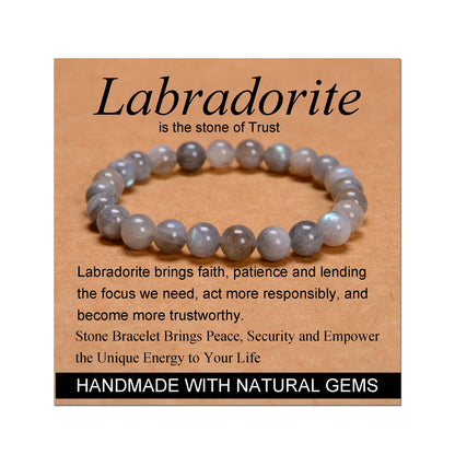 Handmade Yoga Stretch Elastic Bracelet w/ Natural Stone Crystal Healing Power Energy