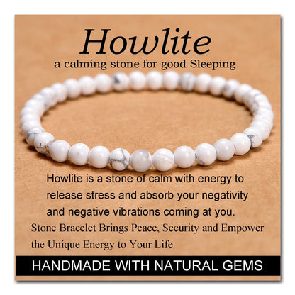 Handmade Yoga Stretch Elastic Bracelet w/ Natural Stone Crystal Healing Power Energy