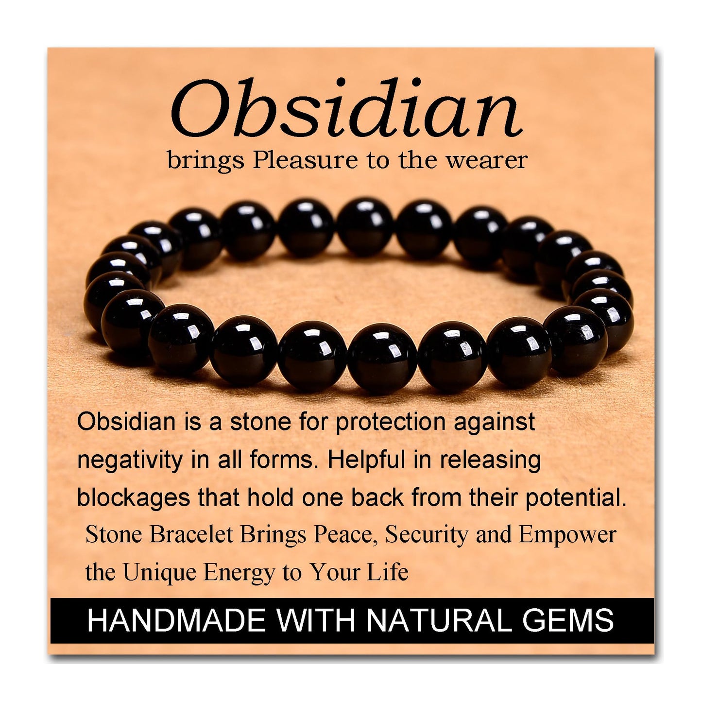 Handmade Yoga Stretch Elastic Bracelet w/ Natural Stone Crystal Healing Power Energy