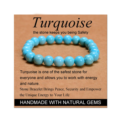 Handmade Yoga Stretch Elastic Bracelet w/ Natural Stone Crystal Healing Power Energy