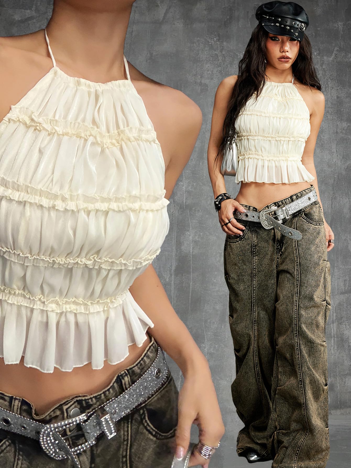 SOLY HUX Open Back Halter Tops for Women