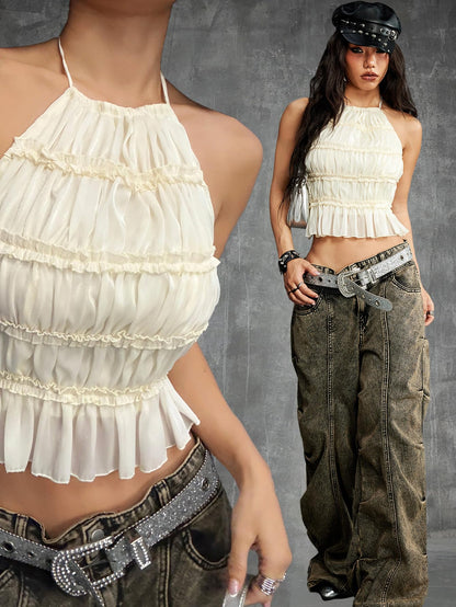 SOLY HUX Open Back Halter Tops for Women