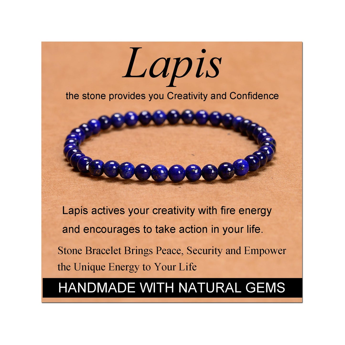 Handmade Yoga Stretch Elastic Bracelet w/ Natural Stone Crystal Healing Power Energy