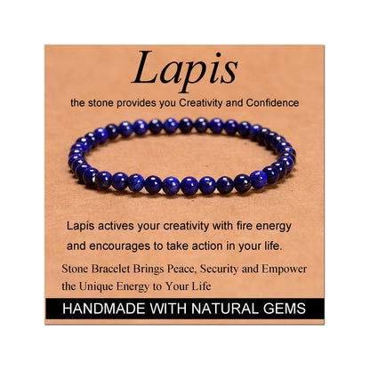 Handmade Yoga Stretch Elastic Bracelet w/ Natural Stone Crystal Healing Power Energy