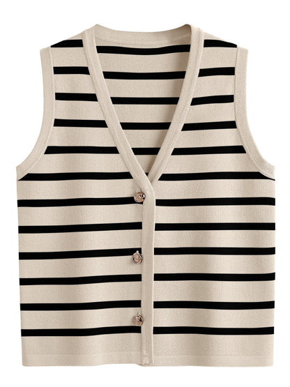 LILLUSORY Summer Vest Tops for Women, Striped Sweater Vests