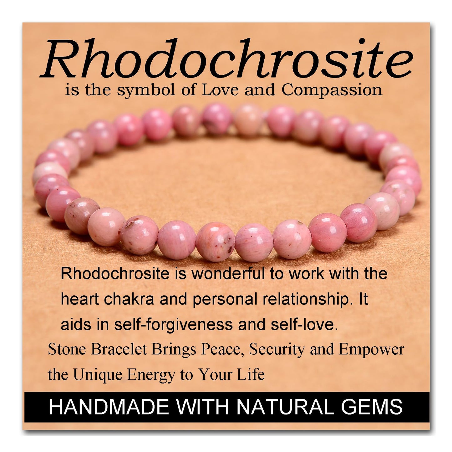 Handmade Yoga Stretch Elastic Bracelet w/ Natural Stone Crystal Healing Power Energy