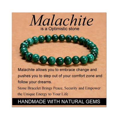 Handmade Yoga Stretch Elastic Bracelet w/ Natural Stone Crystal Healing Power Energy