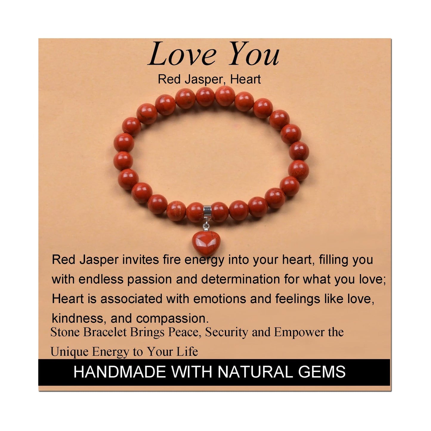 Handmade Yoga Stretch Elastic Bracelet w/ Natural Stone Crystal Healing Power Energy