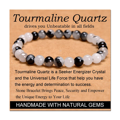 Handmade Yoga Stretch Elastic Bracelet w/ Natural Stone Crystal Healing Power Energy
