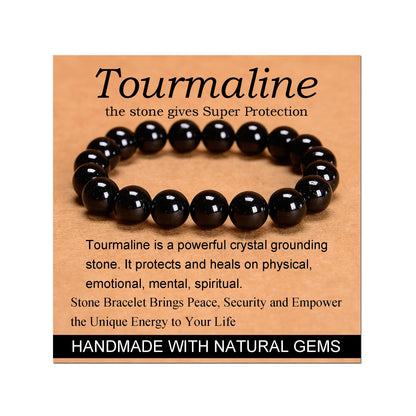 Handmade Yoga Stretch Elastic Bracelet w/ Natural Stone Crystal Healing Power Energy