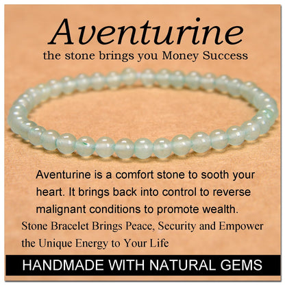 Handmade Yoga Stretch Elastic Bracelet w/ Natural Stone Crystal Healing Power Energy