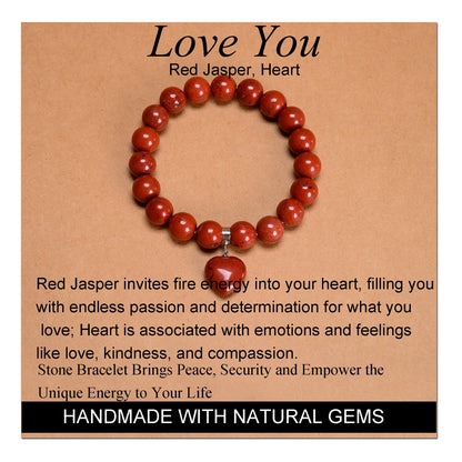 Handmade Yoga Stretch Elastic Bracelet w/ Natural Stone Crystal Healing Power Energy