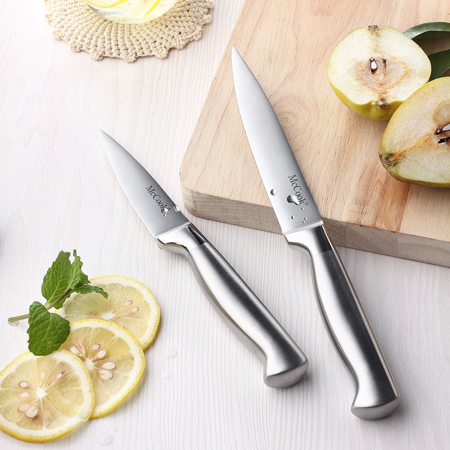 McCook® Knife Sets, German Stainless Steel Kitchen Knife Block Sets with Built-in Sharpener