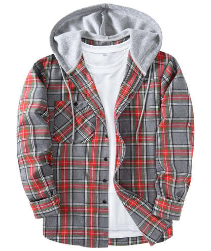 ZITY Men's Flannel Hoodie Shirts